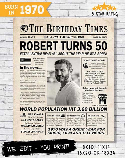 50th Birthday Newspaper