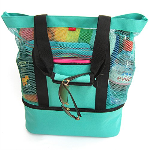 Beach Tote with Zipper and Insulated Cooler