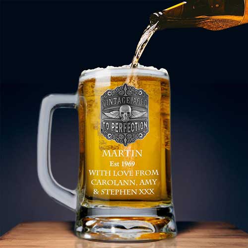 Engraved Beer Mug 50th Birthday