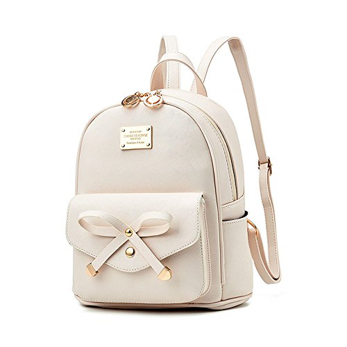 Girls Bowknot Leather Backpack and Mini Backpack Purse