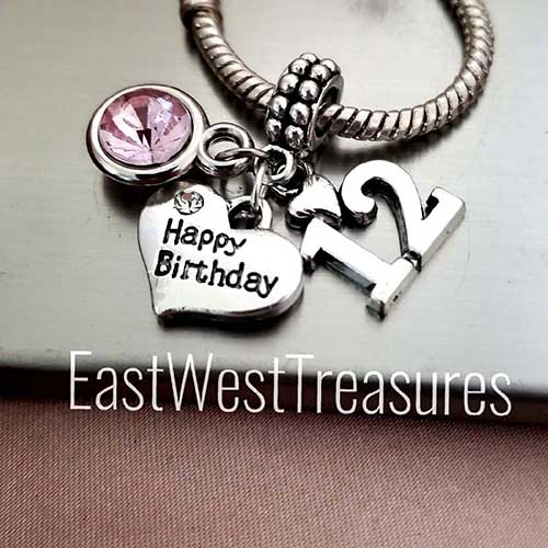 Happy 12th Birthday Personalized Charm Bracelet