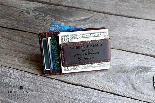 Personalized Leather Money Clip