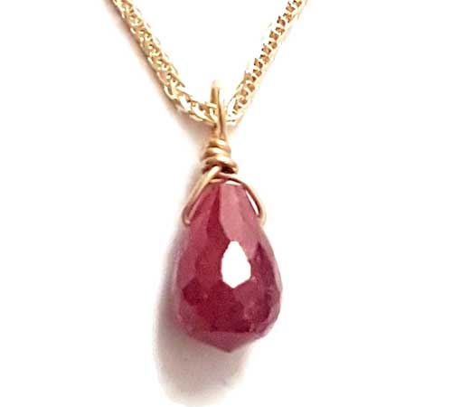 Ruby Drop Pendant Necklace