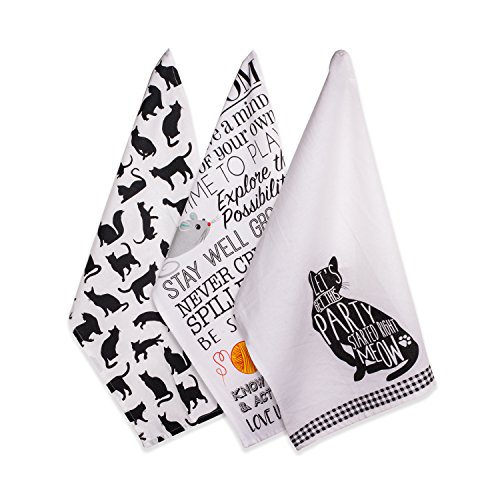 Set of Three Cat Kitchen Dish Towels