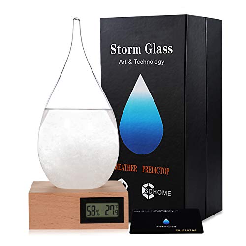 Transparent Water Drop Weather Predicting Storm Glass with Wood Base