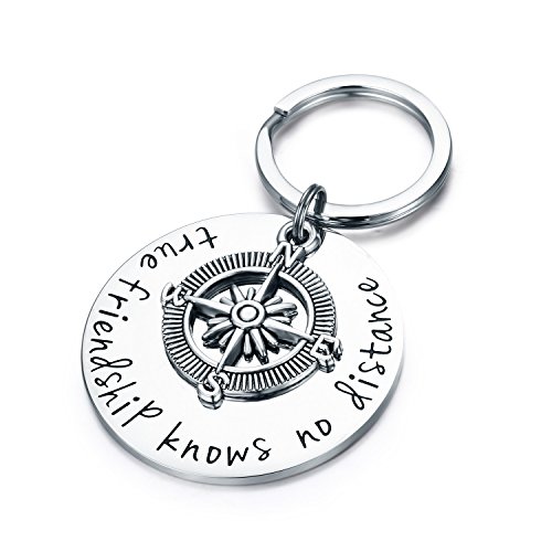 True Friendship Knows No Distance Compass Keychain