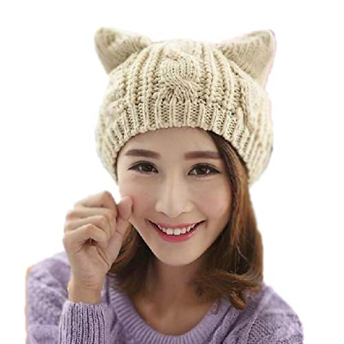 Woollike Knitted Kitty Ears Crochet Hats