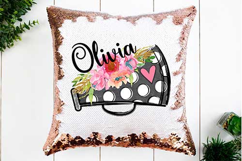 Cheer Sequin Personalized Pillow