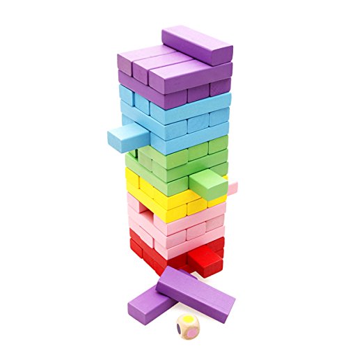 Jenga Like Rainbow Wooden Blocks Building Game by Lewo