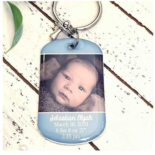 Birth Announcement Photo Keychain