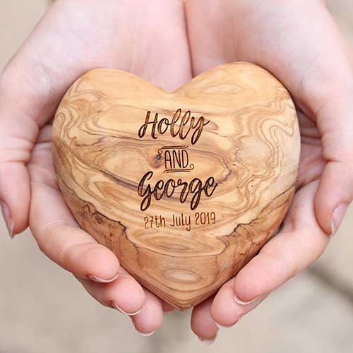 Engaged Olive Wood Heart