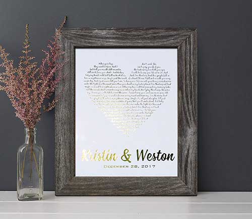 Personalized First Anniversary Song Print