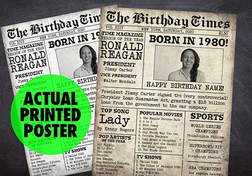 The Birthday Times Fake Newspaper Poster