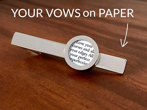 Your Wedding Vows on Paper Personalized Tie Clip and Cufflinks