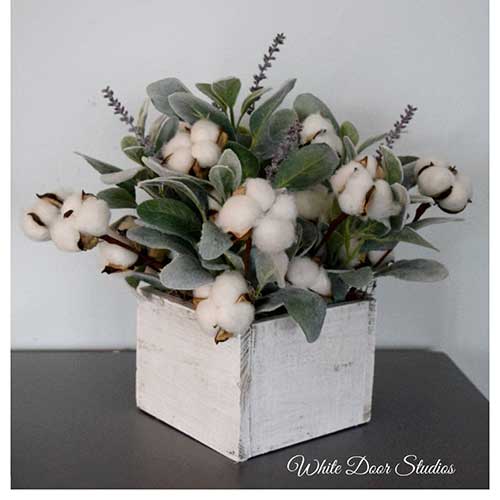 Cotton and Lambs Ear Arrangement