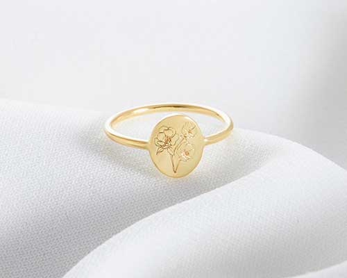 Personalized Birth Flower Ring