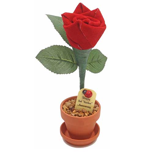 3rd Year Wedding Anniversary Leather Rose