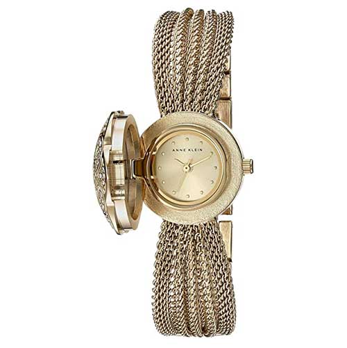 Anne Klein Crystal Accented Mesh Bracelet Watch