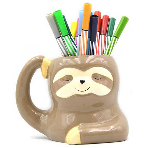 Ceramic Sloth Shaped Cup Item Holder