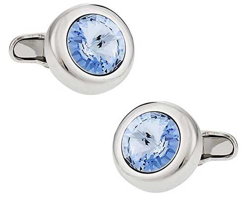 Cuff Daddy Crystal Solitaire Light Blue Sapphire Cufflinks