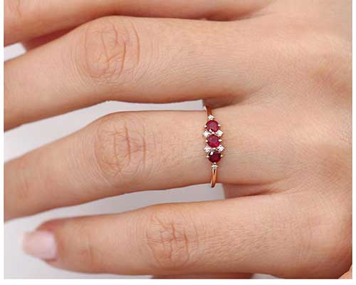 Dainty Ruby and Diamond Ring