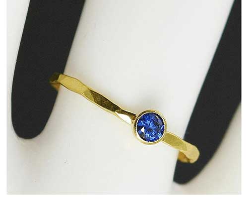 Dainty Yellow Gold and Natural Sapphire Ring