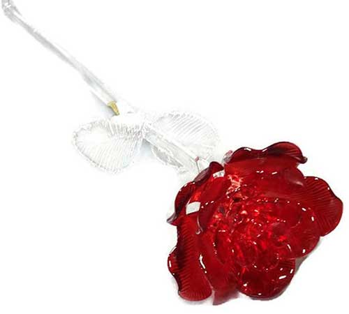 Fleurology Colored Sculpted Glass Red Rose by Waterford Crystal Gifts