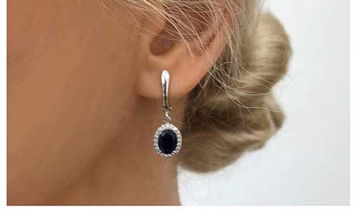 Genuine Blue Sapphire Halo Drop Earrings