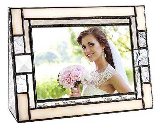 Ivory Opalescent Stained Glass Picture Frame