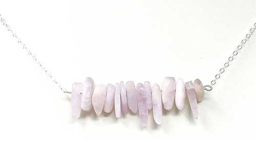 Kunzite Hawaiian Chip Bar Necklace