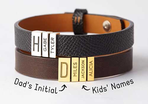 Leather Bracelet Band With Sliding Charms