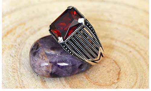 Natural Square Cut Ruby Ring