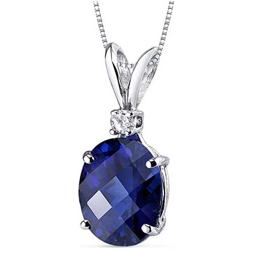 Oval Shape Blue Sapphire and Diamond Pendant