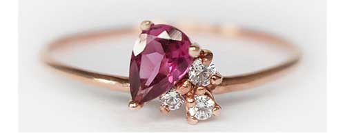 Rhodolite Garnet Teardrop Ring