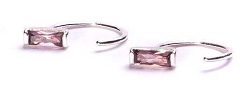 Rhodolite Sterling Silver Huggie Hoop Earrings