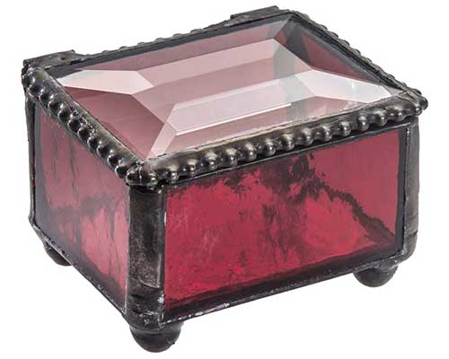 Ruby Red Glass Jewelry Keepsake Box
