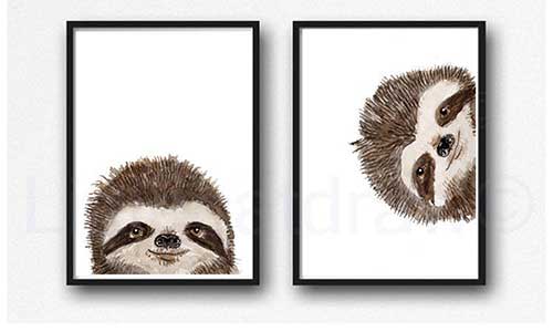 Set of Two Sloth Prints