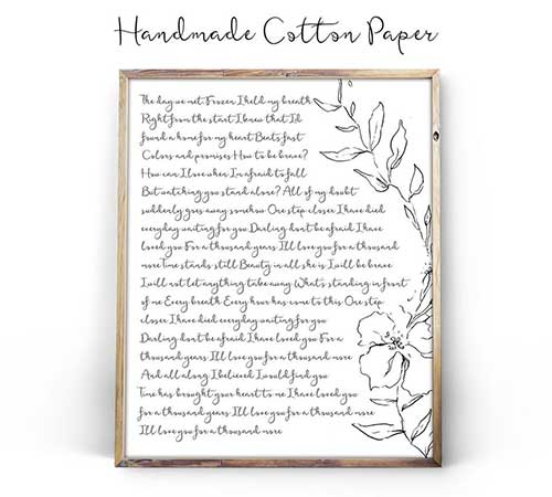 Wedding Vows on Cotton Print