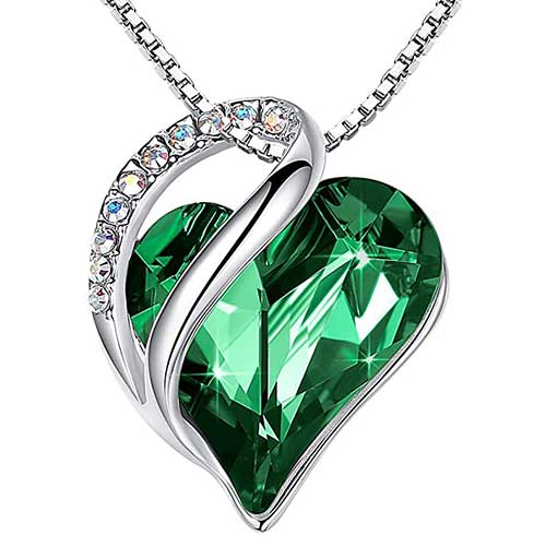 Emerald Green Forever Heart Necklace