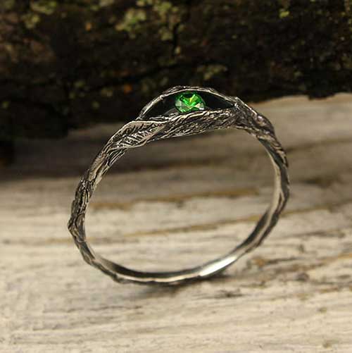 Tiny Branch Emerald Ring