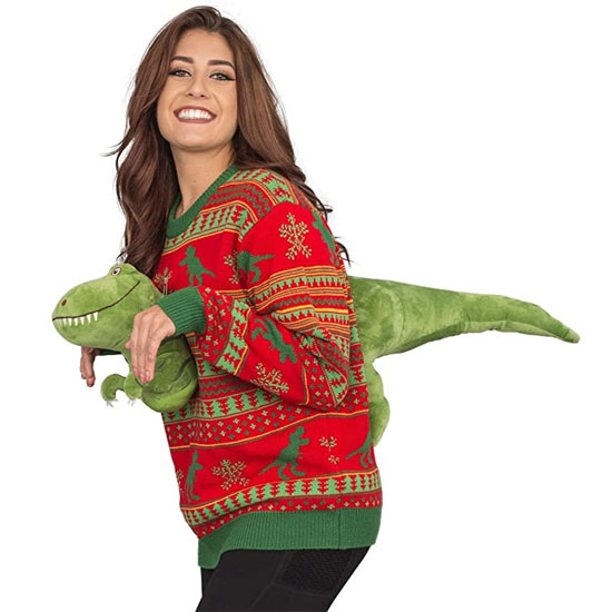 3D T-Rex Red Sweater