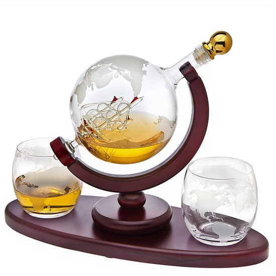 Globe Whiskey Decanter Set