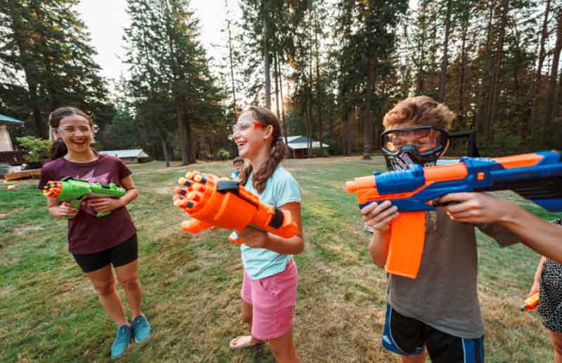 10-year-olds having a nerf war