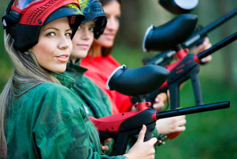 Girls Playing Paintball