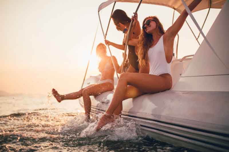 Teenagers on a boat