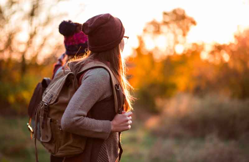 Teens hiking