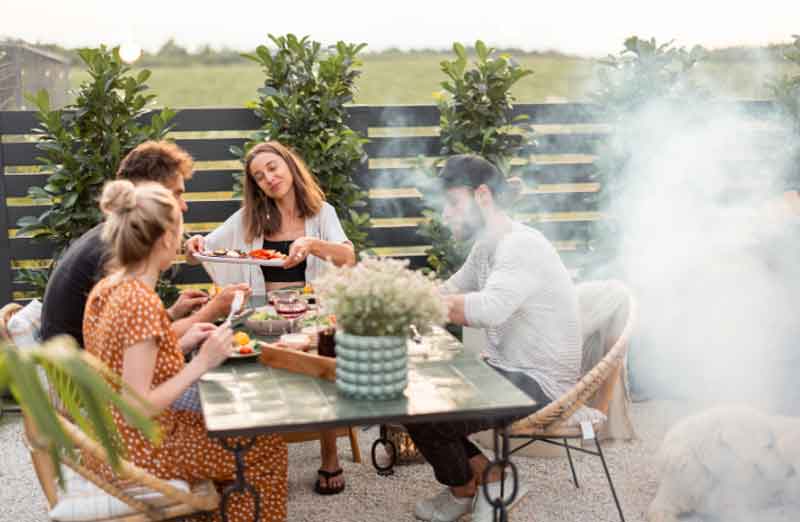 Friends Eating BBQ