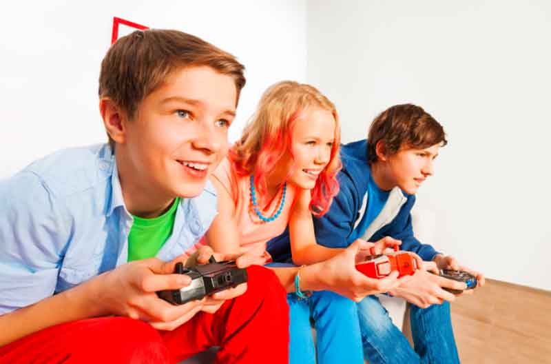 13-year-olds having a video game tournament