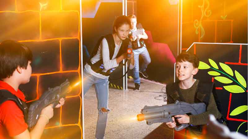 6-year-olds playing laser tag