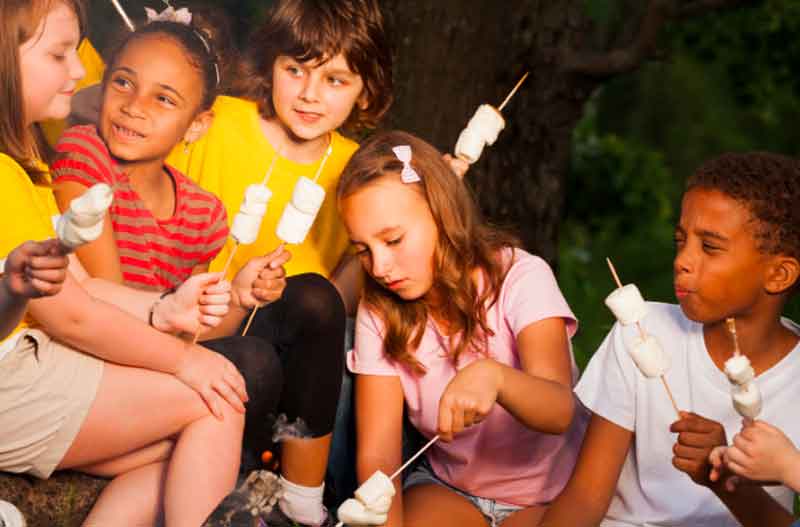 7-year-olds on a mock campout